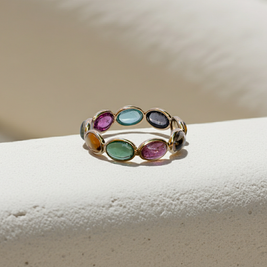 Multicolor Turmalin Eternity Ring aus Gold